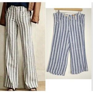 Pilcro and the Letterpress Women’s Size 8 Linen Blend Striped Cropped Pants